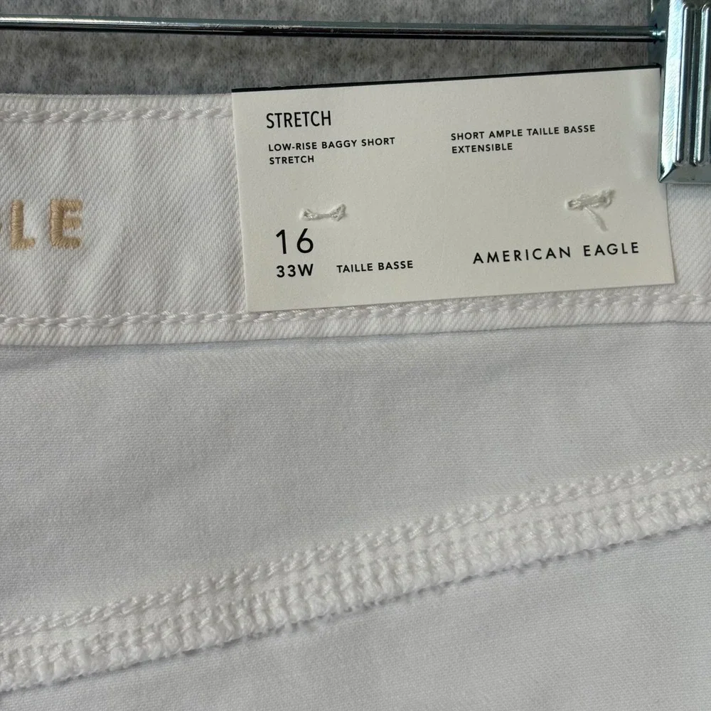 American Eagle Women's 16 Low‎ Rise Baggy Short White Stretch Jeans Denim NWT